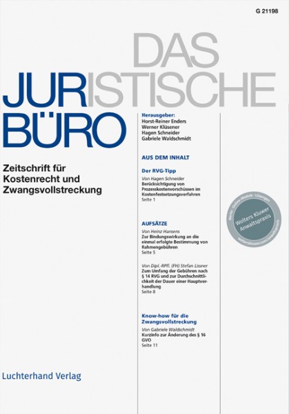 JurBüro - Das juristische Büro - Heft 7|2022