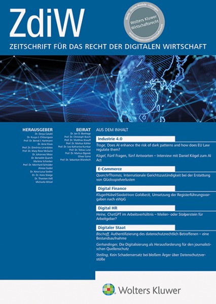 ZdiW - Zeitschrift für das Recht der digitalen Wirtschaft (Probeabonnement - 2 Hefte kostenlos)