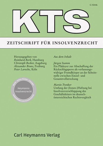 KTS - Zeitschrift für Insolvenzrecht - Heft 3|2022