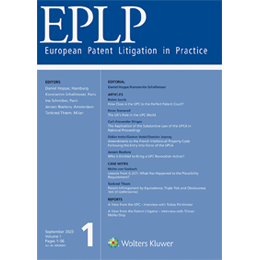 EPLP - European Patent Litigation in Practice - Heft 1/2023