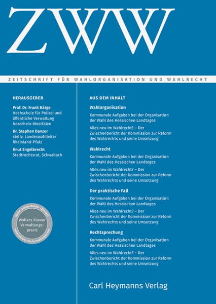ZWW - Zeitschrift für Wahlorganisation und Wahlrecht - Heft 1|2024